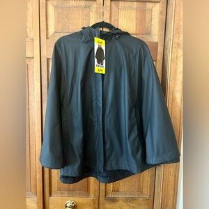 32 Degrees Women’s Black Gothic Witchy Dark Academia Raincoat Poncho Sz S/M; NWT